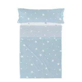 Jeu de draps HappyFriday Basic Kids Little star Bleu Lit 1 persone 2 Pièces de HappyFriday, Draps et taies d'oreiller - Réf :...