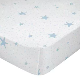 Drap housse HappyFriday BASIC KIDS Bleu Blanc 60 x 120 x 14 cm Etoiles de HappyFriday, Draps et taies d'oreiller - Réf : D161...