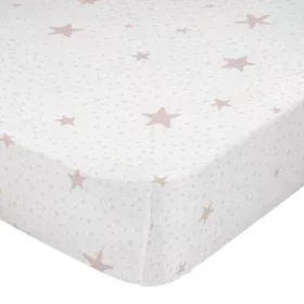 Lenzuolo con angoli HappyFriday BASIC KIDS Bianco Rosa 60 x 120 x 14 cm Stelle di HappyFriday, Lenzuola e federe per cuscino ...