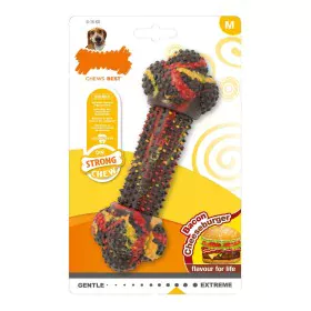 Mordedor de perro Nylabone Strong Chew Bacon Queso Hamburguesa Goma Talla M de Nylabone, Juguetes para morder - Ref: S6103285...