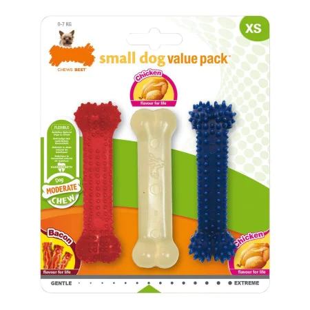 Giocattolo da mordere per cani Nylabone Value Pack Bacon Taglia S Pollo Termoplastico (3 pcs) di Nylabone, Giocattoli da mord...