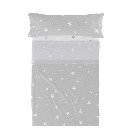 Jeu de draps HappyFriday Basic Kids Little star Gris Lit 1 persone 2 Pièces de HappyFriday, Draps et taies d'oreiller - Réf :...