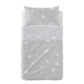 Set di Lenzuola HappyFriday Basic Kids Little star Grigio Culla Neonato 2 Pezzi di HappyFriday, Biancheria da letto per culle...