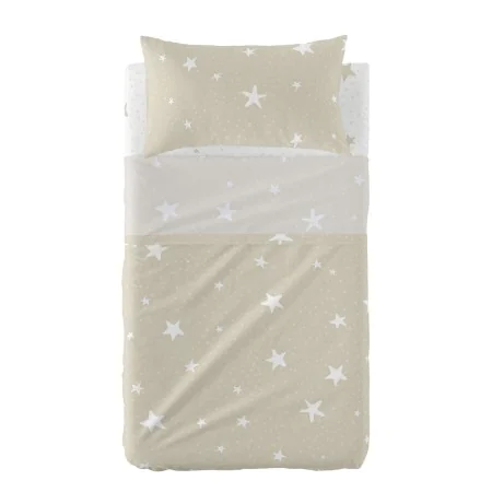 Jeu de draps HappyFriday Basic Kids Little star Beige Lit de bébé 2 Pièces de HappyFriday, Linge de lit pour berceaux - Réf :...