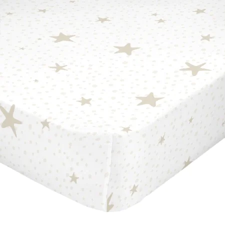 Lenzuolo con angoli HappyFriday BASIC KIDS Bianco Beige 60 x 120 x 14 cm Stelle di HappyFriday, Lenzuola e federe per cuscino...