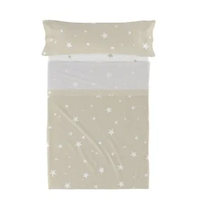 Jeu de draps HappyFriday Basic Kids Little star Beige Lit 1 persone 180 x 270 cm 2 Pièces de HappyFriday, Draps et taies d'or...