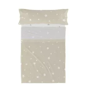 Jeu de draps HappyFriday Basic Kids Little star Beige Lit 1 persone 180 x 270 cm 2 Pièces de HappyFriday, Draps et taies d'or...