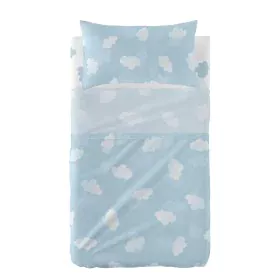 Conjunto de Lençóis HappyFriday Basic Kids Clouds Azul 2 Peças de HappyFriday, Roupa de cama para berços - Ref: D1611736, Pre...