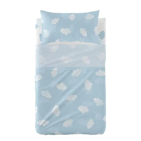 Set di Lenzuola HappyFriday Basic Kids Clouds Azzurro 2 Pezzi di HappyFriday, Biancheria da letto per culle - Rif: D1611736, ...