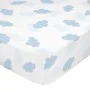 Fitted sheet HappyFriday BASIC KIDS Blue 60 x 120 x 14 cm Clouds by HappyFriday, Sheets and pillowcases - Ref: D1611741, Pric...