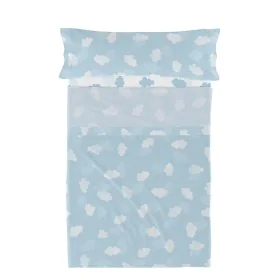 Set di Lenzuola HappyFriday Basic Kids Clouds Azzurro Singolo 180 x 270 cm 2 Pezzi di HappyFriday, Lenzuola e federe per cusc...