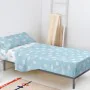 Conjunto de Lençóis HappyFriday Basic Kids Clouds Azul Solteiro 180 x 270 cm 2 Peças de HappyFriday, Lençóis e capas de almof...