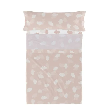 Conjunto de Lençóis HappyFriday Basic Kids Clouds Cor de Rosa Solteiro 2 Peças de HappyFriday, Lençóis e capas de almofadas -...