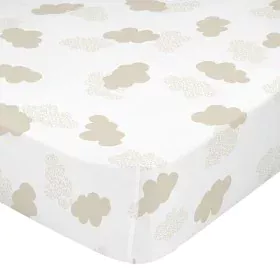 Fitted sheet HappyFriday BASIC KIDS Beige 60 x 120 x 14 cm Clouds by HappyFriday, Sheets and pillowcases - Ref: D1611793, Pri...