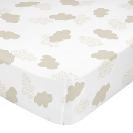 Lenzuolo con angoli HappyFriday BASIC KIDS Beige 60 x 120 x 14 cm Nuvole di HappyFriday, Lenzuola e federe per cuscino - Rif:...