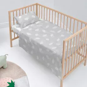 Set di Lenzuola HappyFriday Basic Kids Clouds Grigio Culla Neonato 2 Pezzi di HappyFriday, Biancheria da letto per culle - Ri...