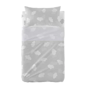 Conjunto de Lençóis HappyFriday Basic Kids Clouds Cinzento Berço de Bebé 2 Peças de HappyFriday, Roupa de cama para berços - ...