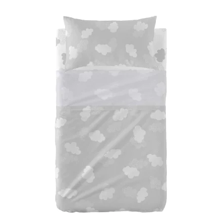 Conjunto de Lençóis HappyFriday Basic Kids Clouds Cinzento Berço de Bebé 2 Peças de HappyFriday, Roupa de cama para berços - ...