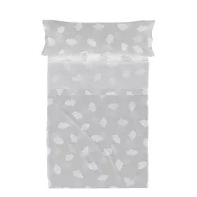 Conjunto de Lençóis HappyFriday Basic Kids Clouds Cinzento Solteiro 180 x 270 cm 2 Peças de HappyFriday, Lençóis e capas de a...