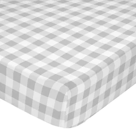 Drap housse HappyFriday Basic Kids Gris 60 x 120 x 14 cm Vichy de HappyFriday, Draps et taies d'oreiller - Réf : D1611924, Pr...