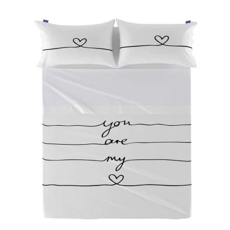 Drap HappyFriday Blanc My Love Multicouleur 180 x 270 cm de HappyFriday, Draps et taies d'oreiller - Réf : D1612055, Prix : 2...