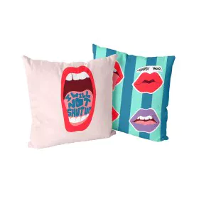 Fodera per cuscino HappyFriday Aware Lips Multicolore 50 x 50 cm 2 Pezzi di HappyFriday, Copricuscini e federe - Rif: D161244...