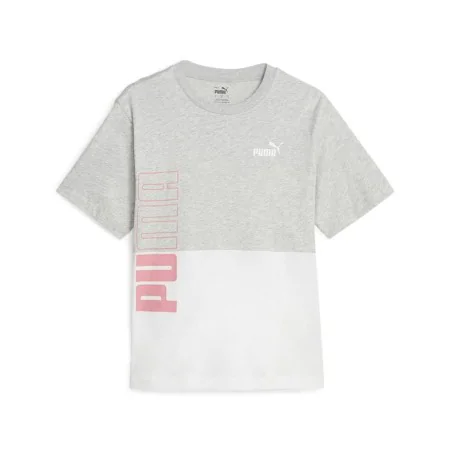 Camisola de Manga Curta Mulher Puma Power Colorblock Branco Cinzento de Puma, Mulher - Ref: S64121294, Preço: 28,41 €, Descon...