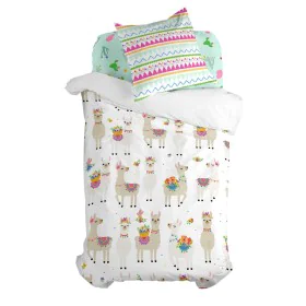 Parure de couette HappyFriday Moshi Moshi Cute Llamas Multicouleur Lit 1 persone 2 Pièces de HappyFriday, Couettes et housses...