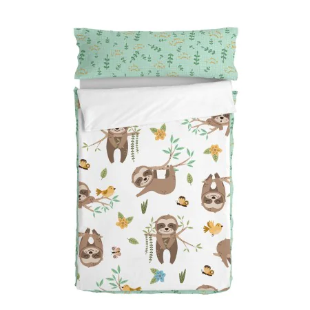 Copripiumino senza Imbottitura HappyFriday Moshi Moshi Happy sloth Multicolore 90 x 200 cm di HappyFriday, Sacchi a pelo - Ri...