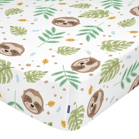 Lenzuolo con angoli aderenti HappyFriday Moshi Moshi Happy Sloth Multicolore 70 x 140 x 14 cm di HappyFriday, Lenzuola e fede...