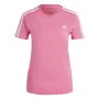 Camisola de Manga Curta Mulher Adidas 3 stripes Cor de Rosa de Adidas, Mulher - Ref: S64126811, Preço: 17,79 €, Desconto: %