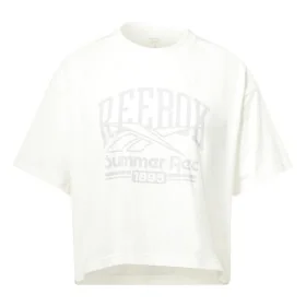 Camisola de Manga Curta Mulher Reebok Graphic Logo Branco de Reebok, Mulher - Ref: S64126915, Preço: 18,68 €, Desconto: %