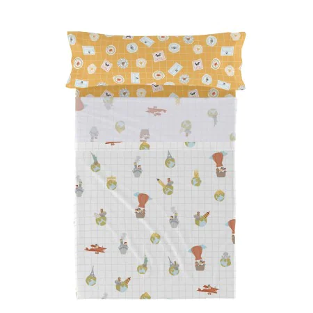 Jeu de draps HappyFriday Mr Fox World Trip Multicouleur Lit 1 persone 2 Pièces de HappyFriday, Draps et taies d'oreiller - Ré...