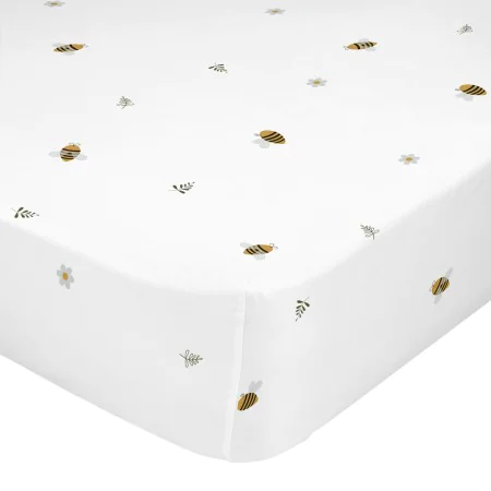 Fitted sheet HappyFriday Honey White Multicolour 70 x 140 x 14 cm by HappyFriday, Sheets and pillowcases - Ref: D1613378, Pri...