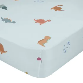 Drap housse HappyFriday Mini dinosaur Bleu Multicouleur 70 x 140 x 14 cm de HappyFriday, Draps et taies d'oreiller - Réf : D1...