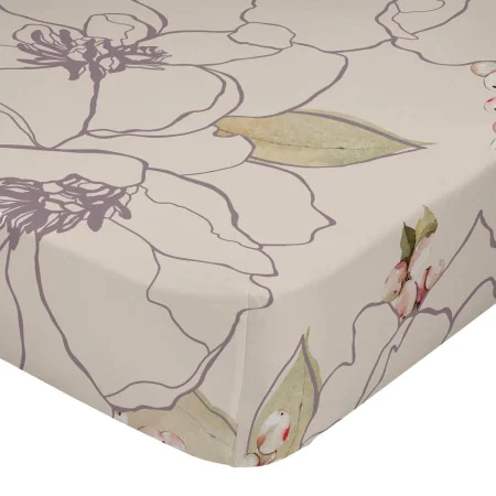 Drap housse HappyFriday White peonies Multicouleur 180 x 200 x 32 cm de HappyFriday, Draps et taies d'oreiller - Réf : D16137...