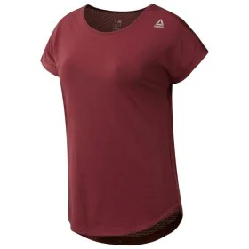 Camisola de Manga Curta Mulher Reebok Work Mesh Vermelho Escuro de Reebok, Mulher - Ref: S6464790, Preço: 20,88 €, Desconto: %