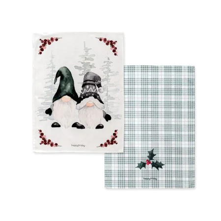 Conjunto de Panos HappyFriday Xmas Gnomes Multicolor 70 x 50 cm 2 Peças de HappyFriday, Jogos de têxteis - Ref: D1613917, Pre...