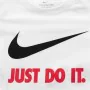 Camisola de Manga Curta Infantil Nike Swoosh Just Do It Branco de Nike, Menino - Ref: S6483920, Preço: 16,29 €, Desconto: %