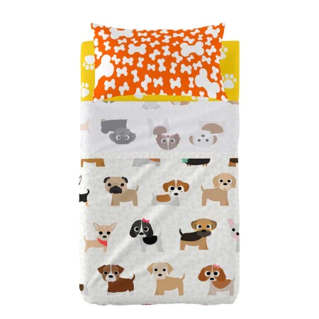 Juego de Sábanas HappyFriday Mr Fox Dogs Multicolor Cuna de Bebé 2 Piezas de HappyFriday, Ropa de cama para cunas - Ref: D161...