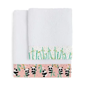 Satz Handtücher HappyFriday Moshi Moshi Panda Garden Rosa 2 Stücke von HappyFriday, Handtücher - Ref: D1614221, Preis: 30,02 ...