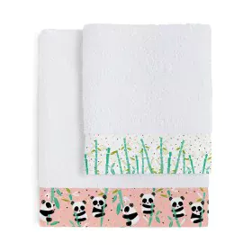 Ensemble de serviettes de toilette HappyFriday Moshi Moshi Panda Garden Rose 2 Pièces de HappyFriday, Serviettes de bain - Ré...