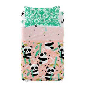 Conjunto de Lençóis HappyFriday Moshi Moshi Panda garden Cor de Rosa Berço de Bebé 2 Peças de HappyFriday, Lençóis e capas de...