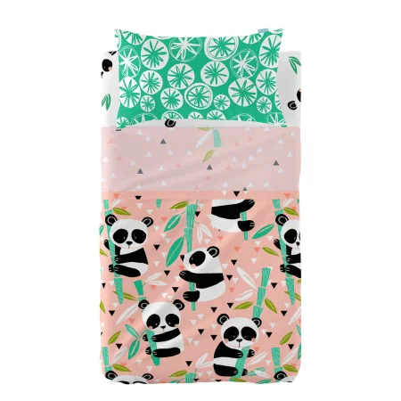 Jeu de draps HappyFriday Moshi Moshi Panda garden Rose Lit de bébé 2 Pièces de HappyFriday, Draps et taies d'oreiller - Réf :...