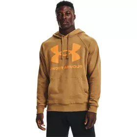 Felpa con Cappuccio Uomo Under Armour Rival Big Logo Ocra di Under Armour, Uomo - Rif: S6486505, Prezzo: 47,73 €, Sconto: %