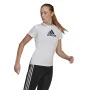 Camisola de Manga Curta Mulher Adidas Primeblue D2M Logo Sport Branco de Adidas, Mulher - Ref: S6486730, Preço: 20,88 €, Desc...