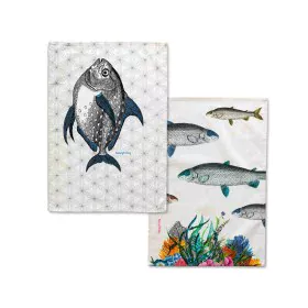 Panno da Cucina HappyFriday Fish Multicolore 70 x 50 cm (2 Unità) di HappyFriday, Strofinacci - Rif: D1614384, Prezzo: 11,50 ...