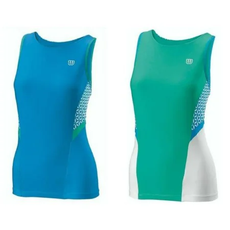 Tank Top Women Wilson Glamour Green Reversible Tennis Blue by Wilson, Women's Balls - Ref: S6497286, Price: 35,72 €, Discount: %