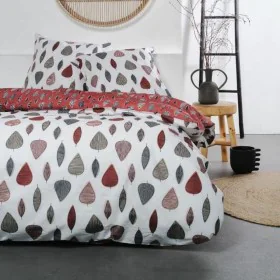 Duvet cover set TODAY Leaves White Red 240 x 220 cm 3 Pieces by TODAY, Quilts and quilt covers - Ref: S71001210, Price: 40,41...