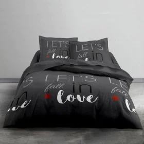 Bedding set TODAY Love Grey Double bed 240 x 260 cm by TODAY, Sheets and pillowcases - Ref: S7109811, Price: 47,03 €, Discoun...